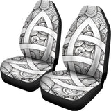 White Celtic Trinity Knot Symbol Print Universal Fit Car Seat Covers 102422