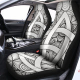 White Celtic Trinity Knot Symbol Print Universal Fit Car Seat Covers 102422