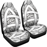 White Celtic Trinity Knot Symbol Print Universal Fit Car Seat Covers 102422