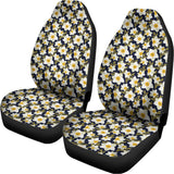 White Daffodil Flower Pattern Print Universal Fit Car Seat Covers 102422