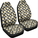 White Daffodil Flower Pattern Print Universal Fit Car Seat Covers 102422