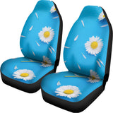 White Daisy Flower Print Universal Fit Car Seat Covers 102422