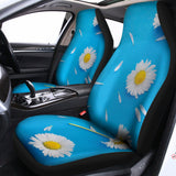 White Daisy Flower Print Universal Fit Car Seat Covers 102422