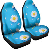 White Daisy Flower Print Universal Fit Car Seat Covers 102422