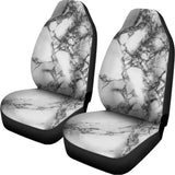White Dark Grey Marble Print Universal Fit Car Seat Covers 102422