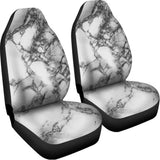 White Dark Grey Marble Print Universal Fit Car Seat Covers 102422