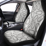 White Eggplant Drawing Print Universal Fit Car Seat Covers 102422