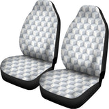 White Geometric Cube Shape Pattern Print Universal Fit Car Seat Covers 102422