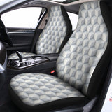 White Geometric Cube Shape Pattern Print Universal Fit Car Seat Covers 102422