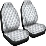 White Geometric Cube Shape Pattern Print Universal Fit Car Seat Covers 102422
