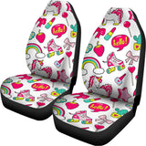 White Girly Unicorn Pattern Print Universal Fit Car Seat Covers 102422