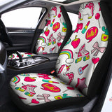 White Girly Unicorn Pattern Print Universal Fit Car Seat Covers 102422