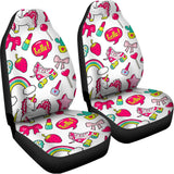 White Girly Unicorn Pattern Print Universal Fit Car Seat Covers 102422