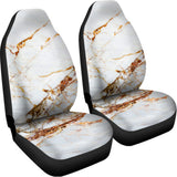 White Gold Grunge Marble Print Universal Fit Car Seat Covers 102422