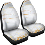 White Gold Scratch Marble Print Universal Fit Car Seat Covers 102422
