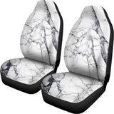 White Gray Scratch Marble Print Universal Fit Car Seat Covers 102422