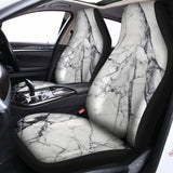 White Gray Scratch Marble Print Universal Fit Car Seat Covers 102422