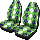 White Green And Navy Argyle Print Universal Fit Car Seat Covers 102422
