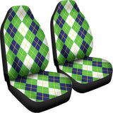 White Green And Navy Argyle Print Universal Fit Car Seat Covers 102422
