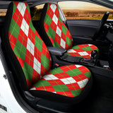 White Green And Red Argyle Pattern Print Universal Fit Car Seat Covers 102422