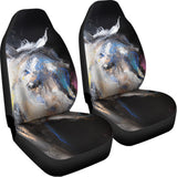 White Horse Portrait Print Universal Fit Car Seat Covers 102422