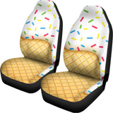 White Ice Cream Melted Print Universal Fit Car Seat Covers 102422