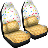 White Ice Cream Melted Print Universal Fit Car Seat Covers 102422