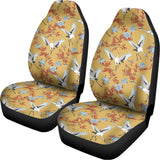 White Japanese Cranes Pattern Print Universal Fit Car Seat Covers 102422