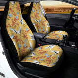 White Japanese Cranes Pattern Print Universal Fit Car Seat Covers 102422