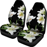 White Lily Print Universal Fit Car Seat Covers 102422