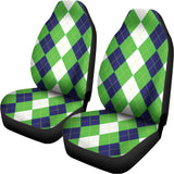 White Navy And Green Argyle Print Universal Fit Car Seat Covers 102422