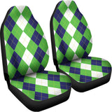 White Navy And Green Argyle Print Universal Fit Car Seat Covers 102422