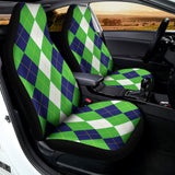White Navy And Green Argyle Print Universal Fit Car Seat Covers 102422
