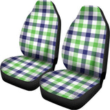 White Navy And Green Plaid Print Universal Fit Car Seat Covers 102422