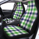 White Navy And Green Plaid Print Universal Fit Car Seat Covers 102422