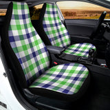 White Navy And Green Plaid Print Universal Fit Car Seat Covers 102422
