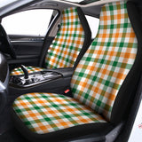 White Orange And Green Plaid Print Universal Fit Car Seat Covers 102422