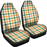 White Orange And Green Plaid Print Universal Fit Car Seat Covers 102422