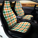 White Orange And Green Plaid Print Universal Fit Car Seat Covers 102422