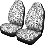 White Paisley Bandana Pattern Print Universal Fit Car Seat Covers 102422