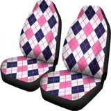 White Pink And Blue Argyle Pattern Print Universal Fit Car Seat Covers 102422