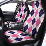 White Pink And Blue Argyle Pattern Print Universal Fit Car Seat Covers 102422