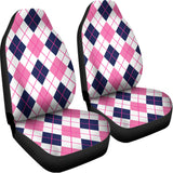 White Pink And Blue Argyle Pattern Print Universal Fit Car Seat Covers 102422
