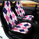 White Pink And Blue Argyle Pattern Print Universal Fit Car Seat Covers 102422