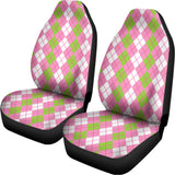 White Pink And Green Argyle Print Universal Fit Car Seat Covers 102422
