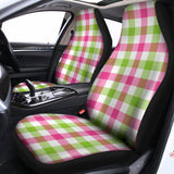 White Pink And Green Buffalo Plaid Print Universal Fit Car Seat Covers 102422