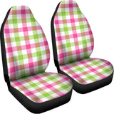 White Pink And Green Buffalo Plaid Print Universal Fit Car Seat Covers 102422