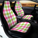 White Pink And Green Buffalo Plaid Print Universal Fit Car Seat Covers 102422