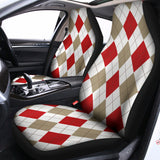White Red And Beige Argyle Pattern Print Universal Fit Car Seat Covers 102422