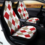 White Red And Beige Argyle Pattern Print Universal Fit Car Seat Covers 102422